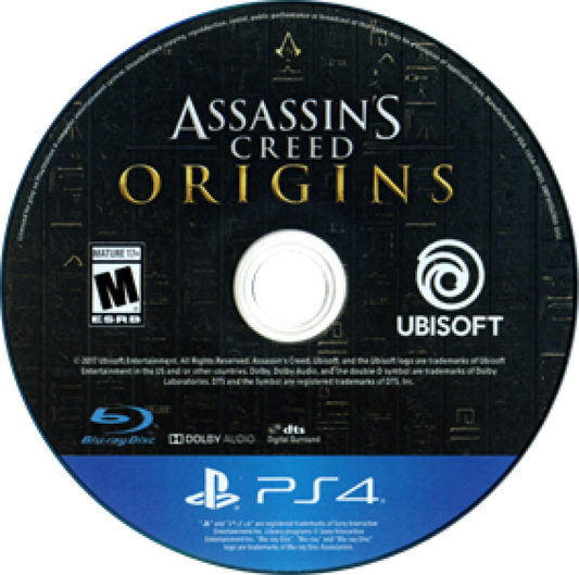 Assassin's Creed Origins disc art for Playstation 4 (PS4) video game 
