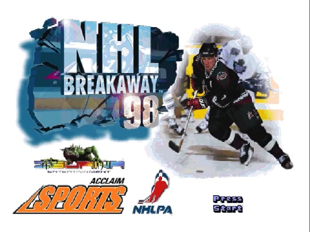NHL Breakaway 98 title screen for Nintendo 64 N64 video game