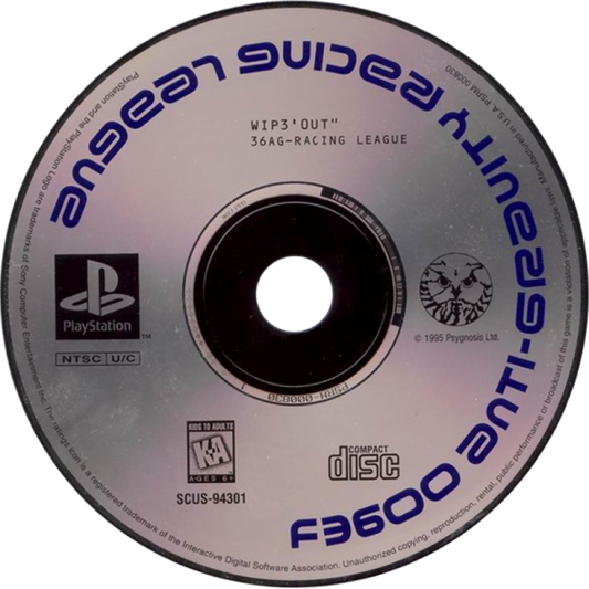 Wipeout PS1 PlayStation 1 futuristic racing game anti gravity racing sci fi high speed arcade gameplay retro video game disc