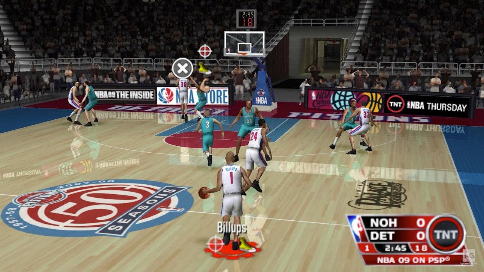 NBA 09: The Inside for PSP basketball sports video game featuring authentic NBA teams and players fast paced handheld gameplay franchise and season modes and portable PlayStation basketball simulation experience gameplay