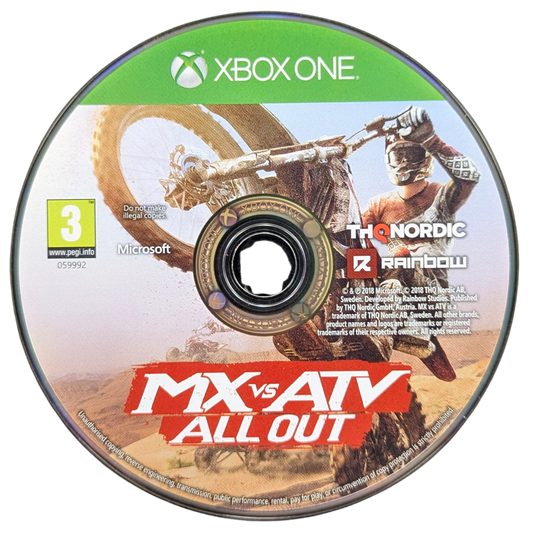 MX vs ATV All Out PAL Xbox One off-road racing video game multiple vehicle types open world environments career mode freestyle events multiplayer competition disc