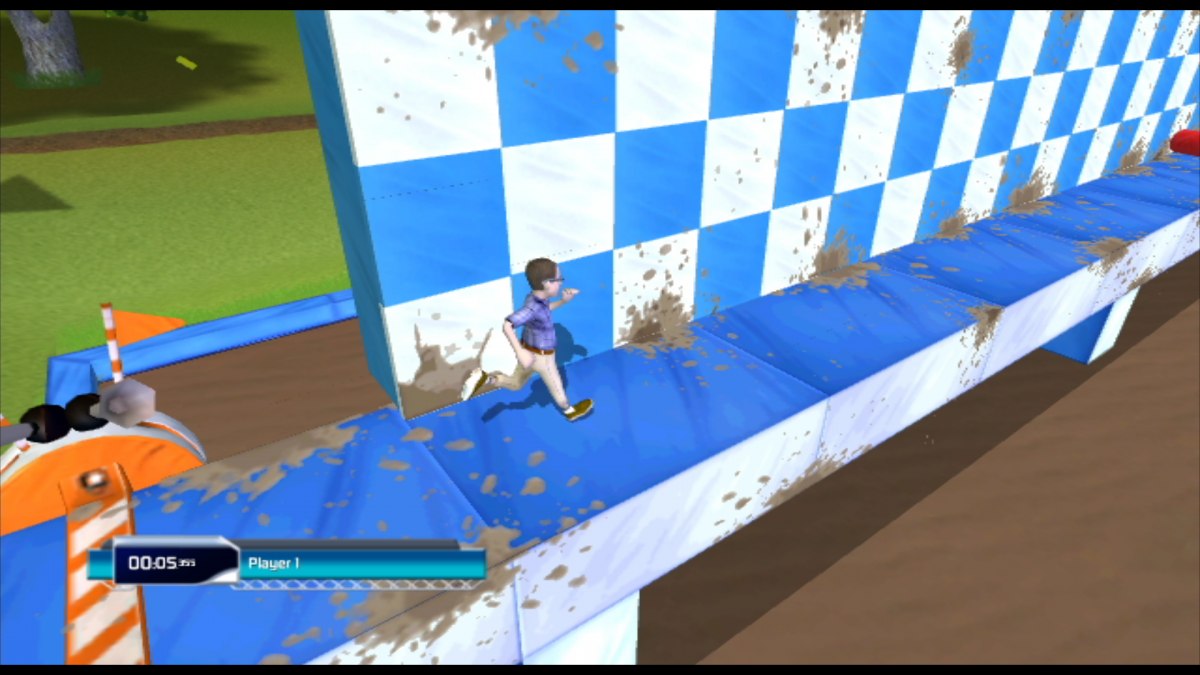 Wipeout 2 Nintendo Wii video game, obstacle course party action, physical challenge gameplay, motion-controlled console title gameplay screenshot