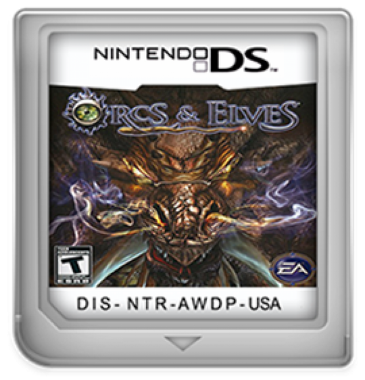 Orcs and Elves Nintendo DS for retro video game enthusiasts featuring first person dungeon crawling gameplay fantasy role playing adventure turn based inspired combat monster encounters puzzle solving magical weapons and collectible gaming appeal cartridge 