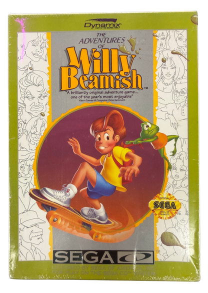 Willy Beamish Sega CD sealed for graphic adventure video game fans featuring cartoon comedy storytelling interactive environments puzzle solving mischievous adventures colorful characters and classic Sierra On-Line gameplay factory sealed collectible Sega CD gaming appeal front cover