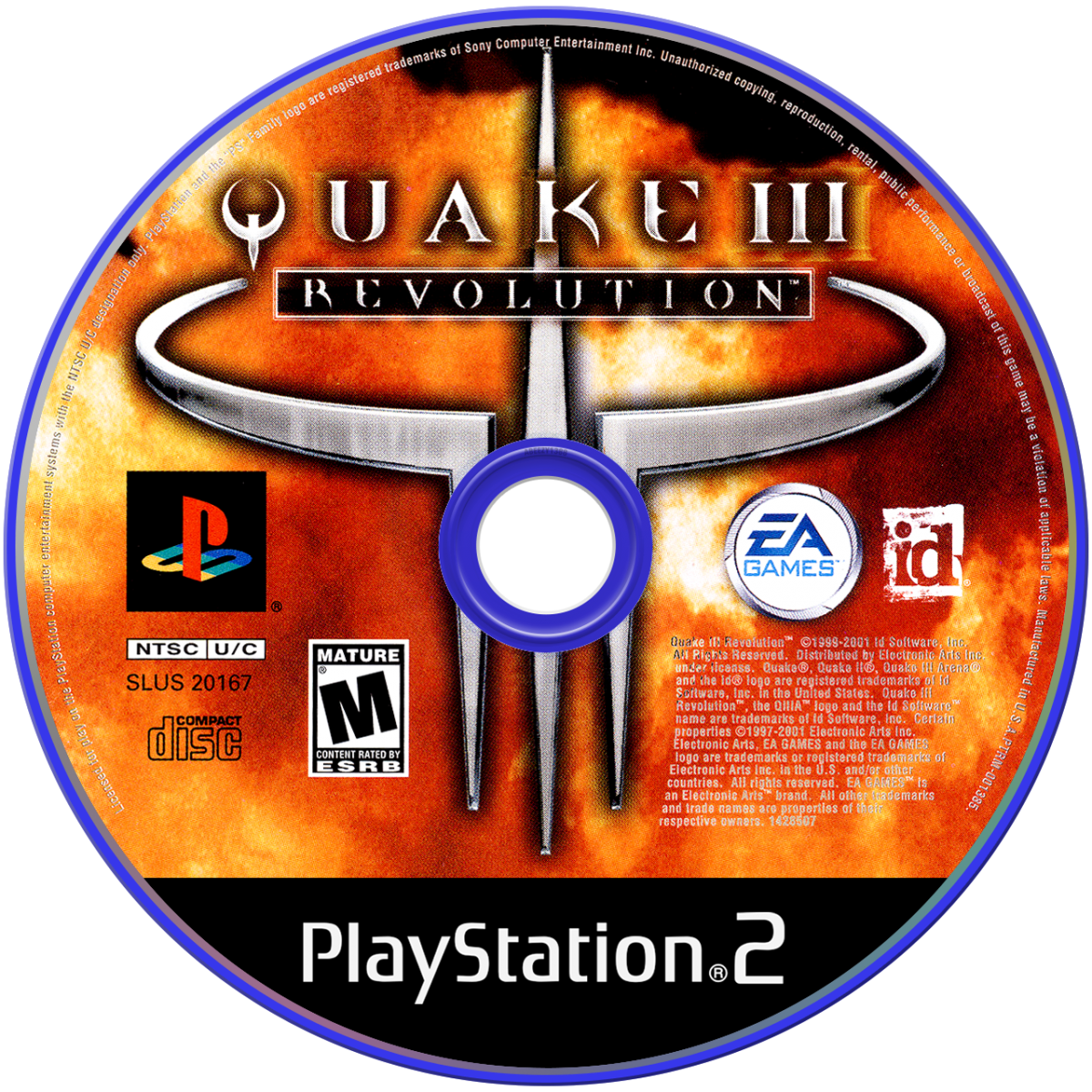 Quake III Revolution PS2 Sony PlayStation 2 first person shooter FPS arena combat multiplayer deathmatch fast paced shooting id Software port rocket jumping sci fi weapons retro gaming PlayStation 2 software video game title disc