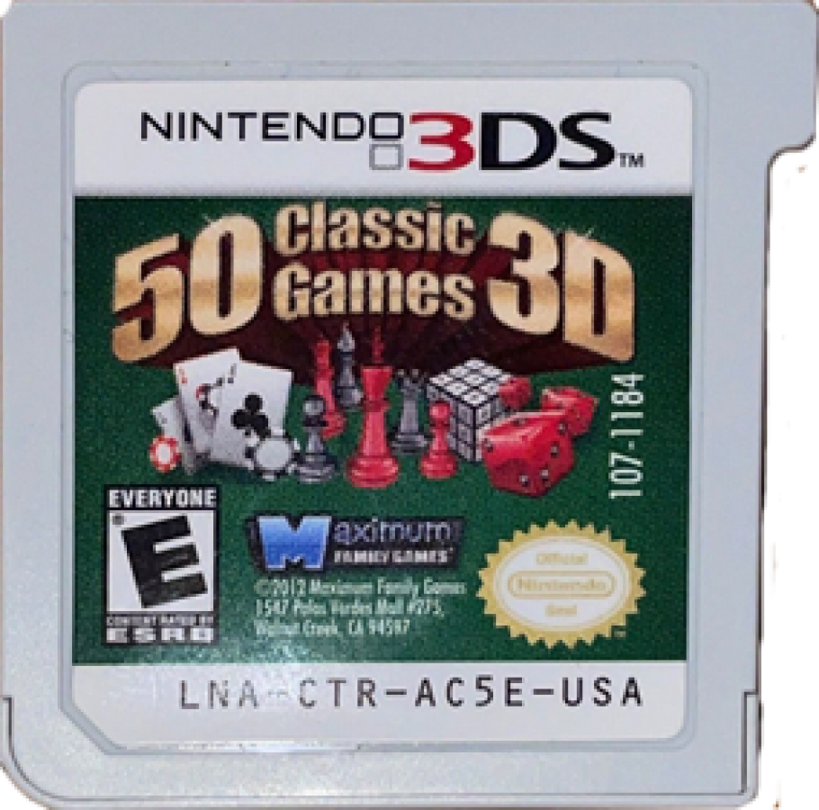 50 Classic Games cartridge for Nintendo 3DS (3DS) puzzle and card compilation video game