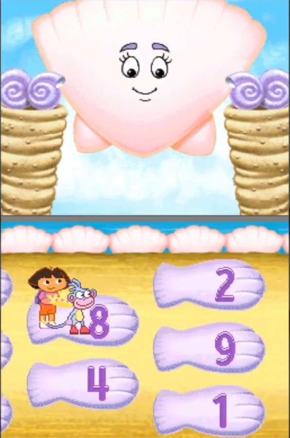 Dora the Explorer Dora Saves the Mermaids Nintendo DS video game, educational adventure gameplay, ocean-themed puzzles, family-friendly handheld console title gameplay screenshot