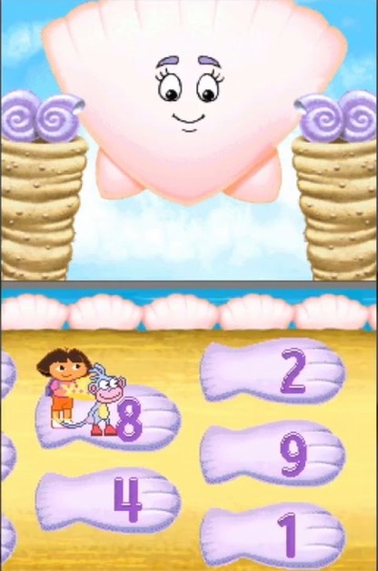 Dora the Explorer Dora Saves the Mermaids Nintendo DS video game, educational adventure gameplay, ocean-themed puzzles, family-friendly handheld console title gameplay screenshot