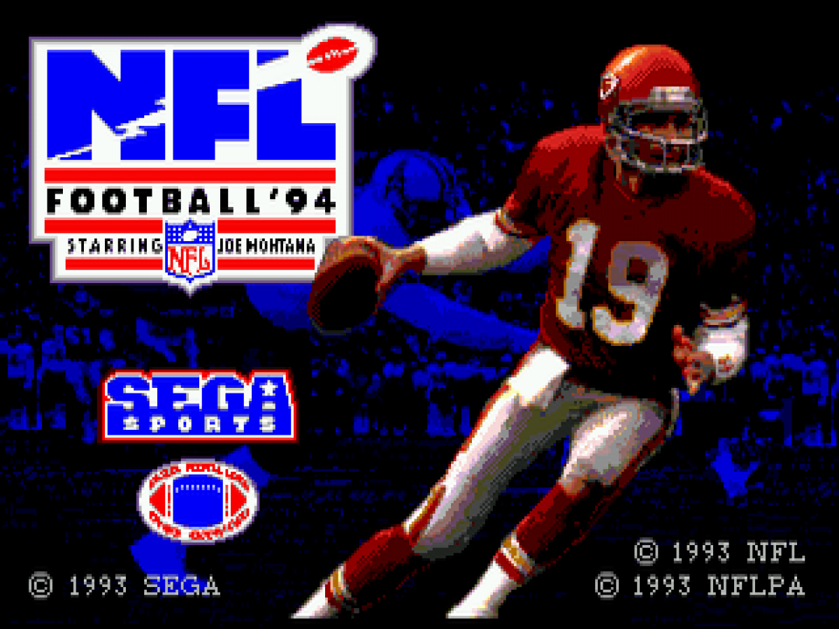 NFL Football 94 Starring Joe Montana title screen for Sega Genesis (GEN) video game