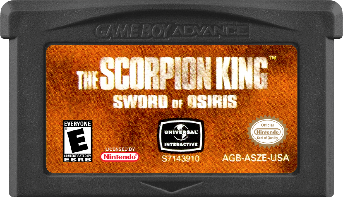 The Scorpion King Sword of Osiris Game Boy Advance GBA action adventure video game featuring Mathayus sword combat ancient Egyptian environments platforming enemies boss battles powerful attacks treasure exploration challenging levels and classic Game Boy Advance GBA gameplay collectible retro gaming appeal game cartridge