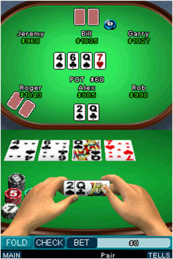Texas Hold Em Poker gameplay for Nintendo DS (DS) casino card video game