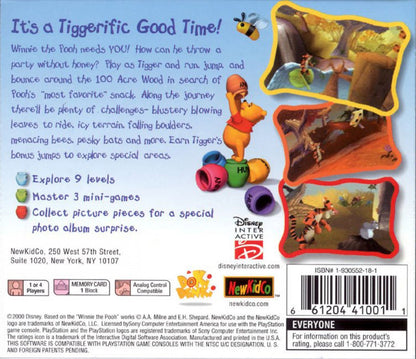 Disney’s Tigger’s Honey Hunt retro platform adventure game for PlayStation 1 (PS1) back of case