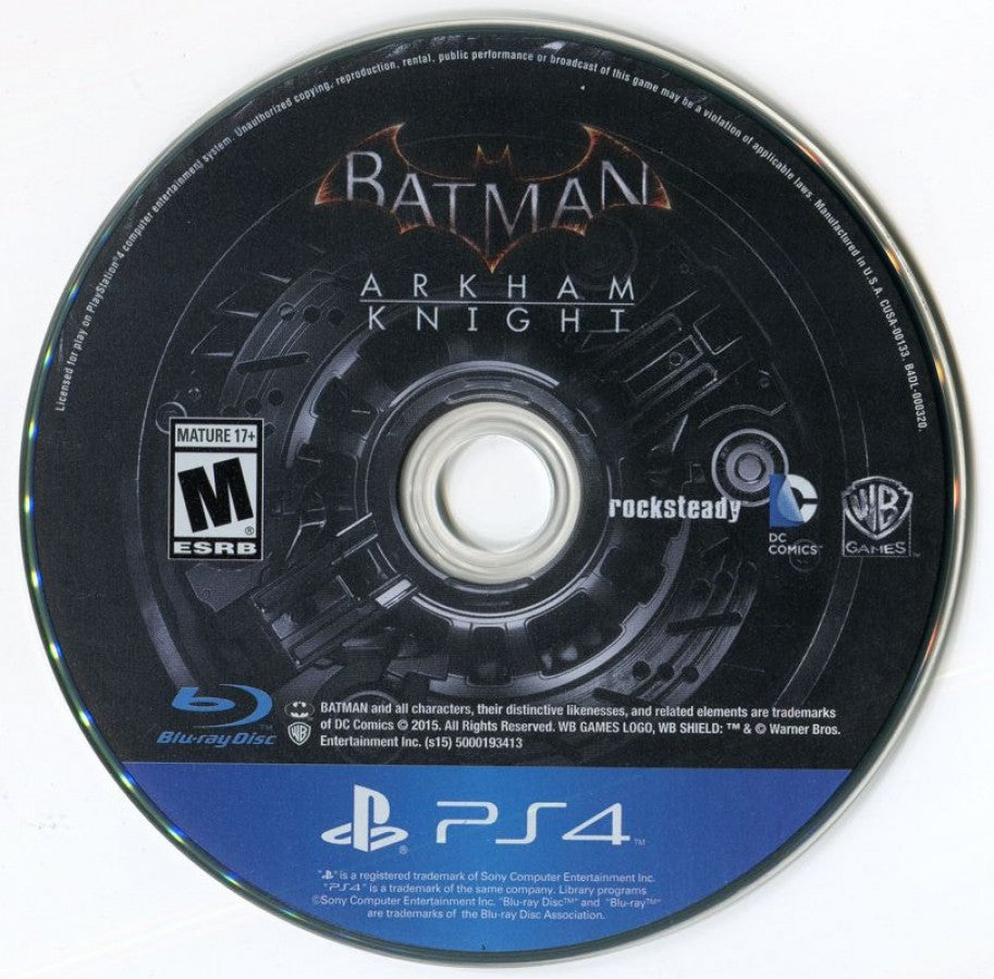 Batman: Arkham Knight disc for PlayStation 4 (PS4) action-adventure superhero video game