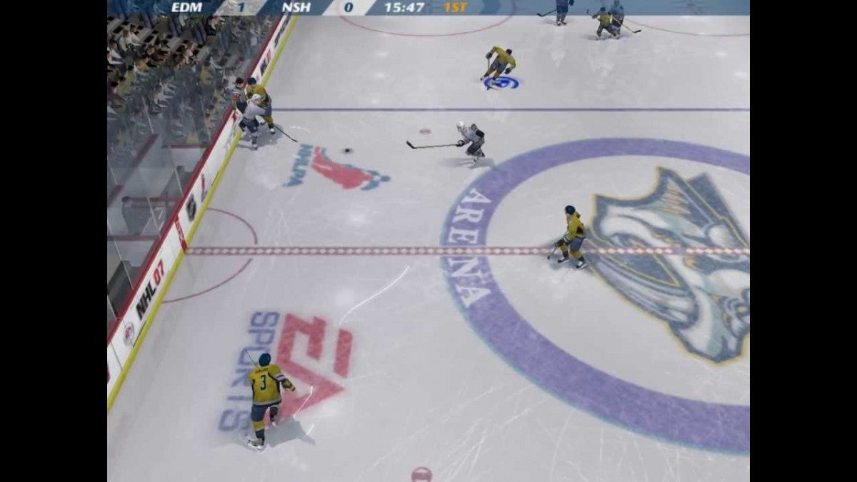 NHL 07 PlayStation 2 hockey sports simulation video game EA Sports franchise mode season play playoffs skill stick controls player attributes team management realistic physics authentic NHL teams and players gameplay screenshot