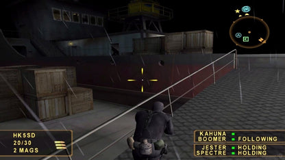 SOCOM: U.S. Navy Seals [Greatest Hits] for PlayStation 2 (PS2) featuring elite tactical squad-based warfare where you lead a four-man team through high-stakes global missions; use stealth, teamwork, and precise strategy to neutralize terrorists in this definitive military shooter that pioneered online play for the PS2 platform gameplay screenshot
