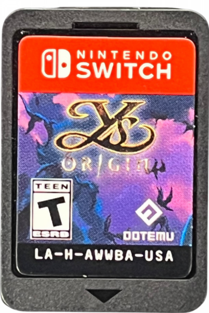 Ys Origin Nintendo Switch inspired design featuring classic action role playing adventure aesthetic fast paced hack and slash combat towering dungeon exploration fantasy storytelling iconic heroes challenging boss battles and legendary JRPG gameplay presentation cartridge 