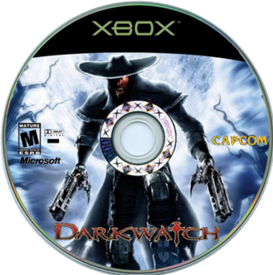 Game disc for 'Darkwatch' on Xbox with Capcom branding