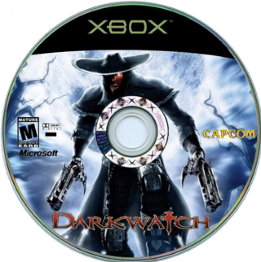 Game disc for 'Darkwatch' on Xbox with Capcom branding