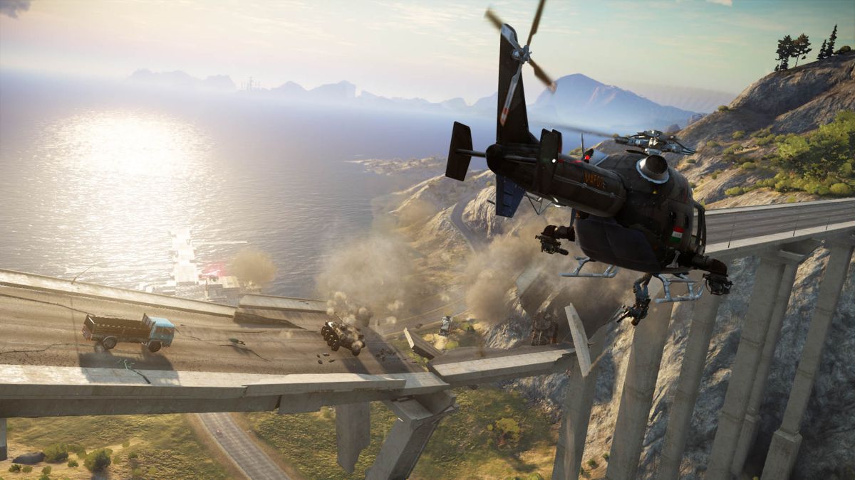 Just Cause 3 – PlayStation 4 (PS4) video game gameplay, open-world action-adventure game.