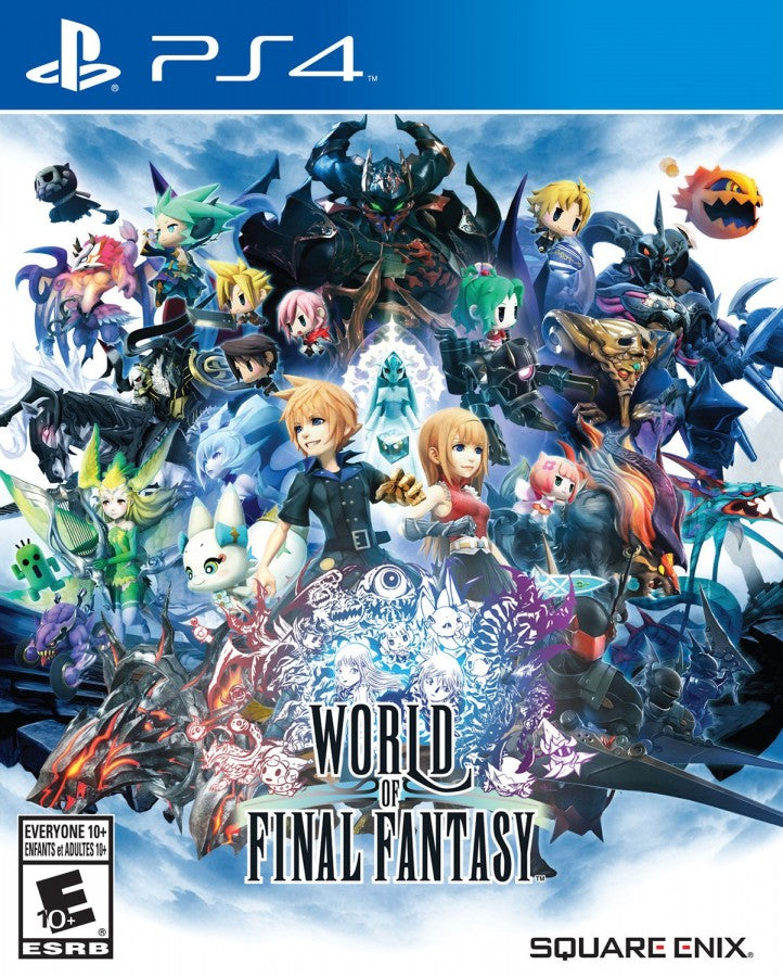 World of Final Fantasy – PlayStation 4 (PS4) video game cover image, turn-based role-playing game.