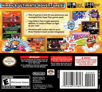 Kirby: Super Star Ultra back of case for Nintendo DS (DS) platforming action adventure video game