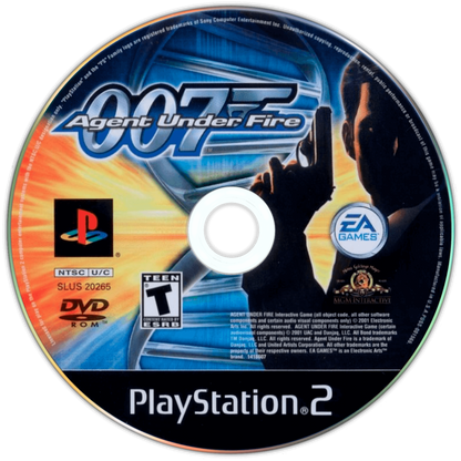 007 Agent Under Fire PS2 inspired design featuring James Bond espionage action aesthetic secret agent missions stealth operations high tech gadgets intense firefights exotic locations cinematic spy adventure gameplay nostalgic PlayStation 2 presentation disc