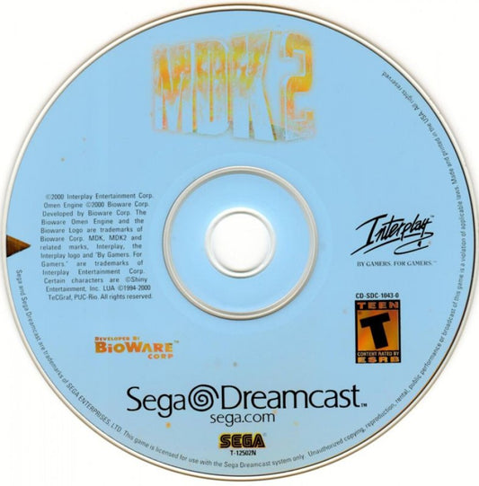 MDK 2 Sega Dreamcast retro video game third person shooter disc