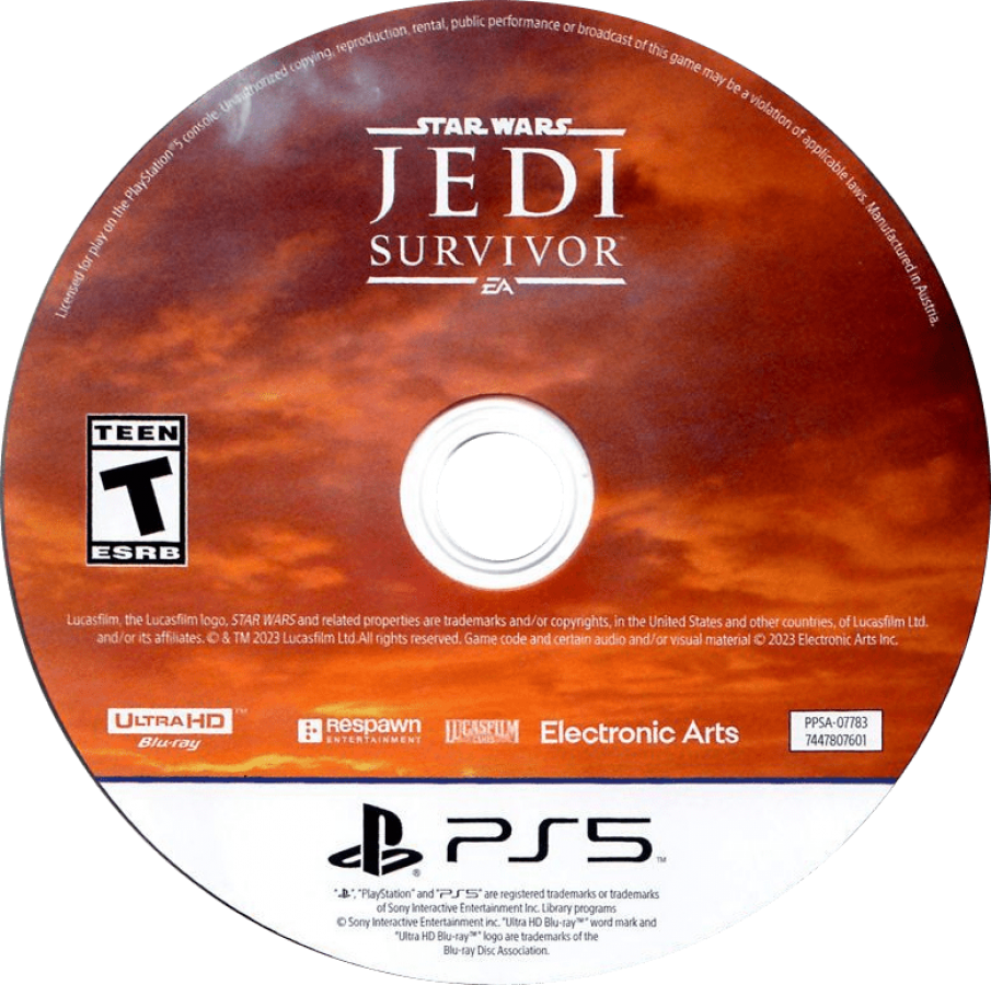Star Wars: Jedi Survivor disc for PlayStation 5 (PS5) action adventure video game