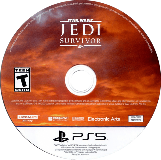 Star Wars: Jedi Survivor disc for PlayStation 5 (PS5) action adventure video game