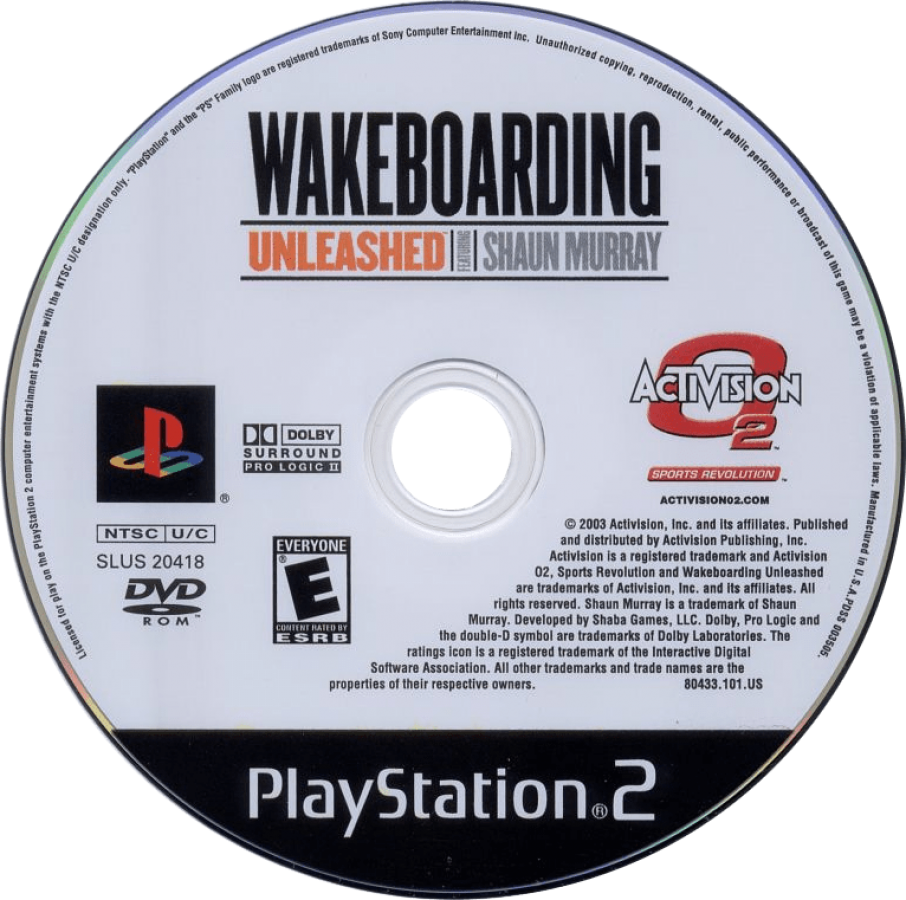 Wakeboarding Unleashed – PlayStation 2 (PS2) video game disc, extreme sports wakeboarding.