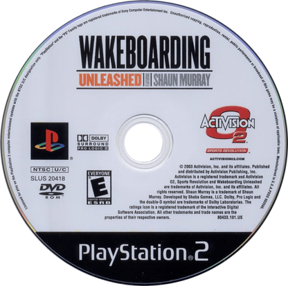 Wakeboarding Unleashed – PlayStation 2 (PS2) video game disc, extreme sports wakeboarding.