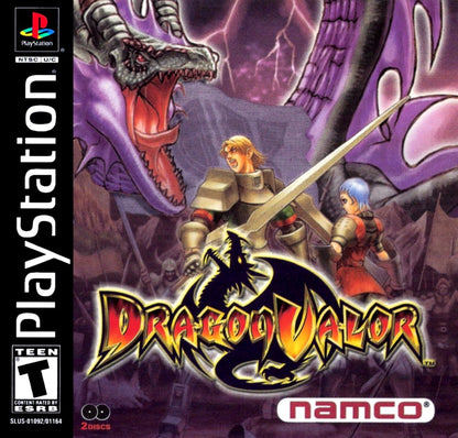 Dragon Valor PS1 PlayStation 1 action RPG hack and slash fantasy dragon themed adventure game retro video game cover art