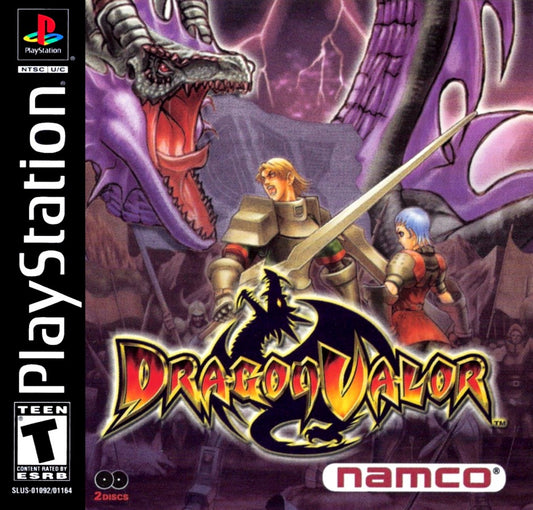 Dragon Valor PS1 PlayStation 1 action RPG hack and slash fantasy dragon themed adventure game retro video game cover art
