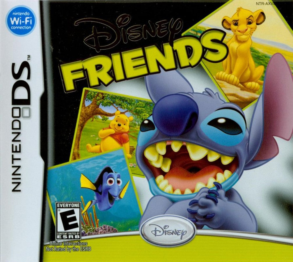 Disney Friends for Nintendo DS, cover image for a life simulation video game with Disney characters, friendship activities, mini-games, and casual interactive gameplay