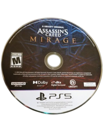 Assassin’s Creed Mirage PS5 game featuring stealth-focused action, parkour-based exploration, and a story-driven return to classic Assassin’s Creed gameplay on PlayStation 5 disc
