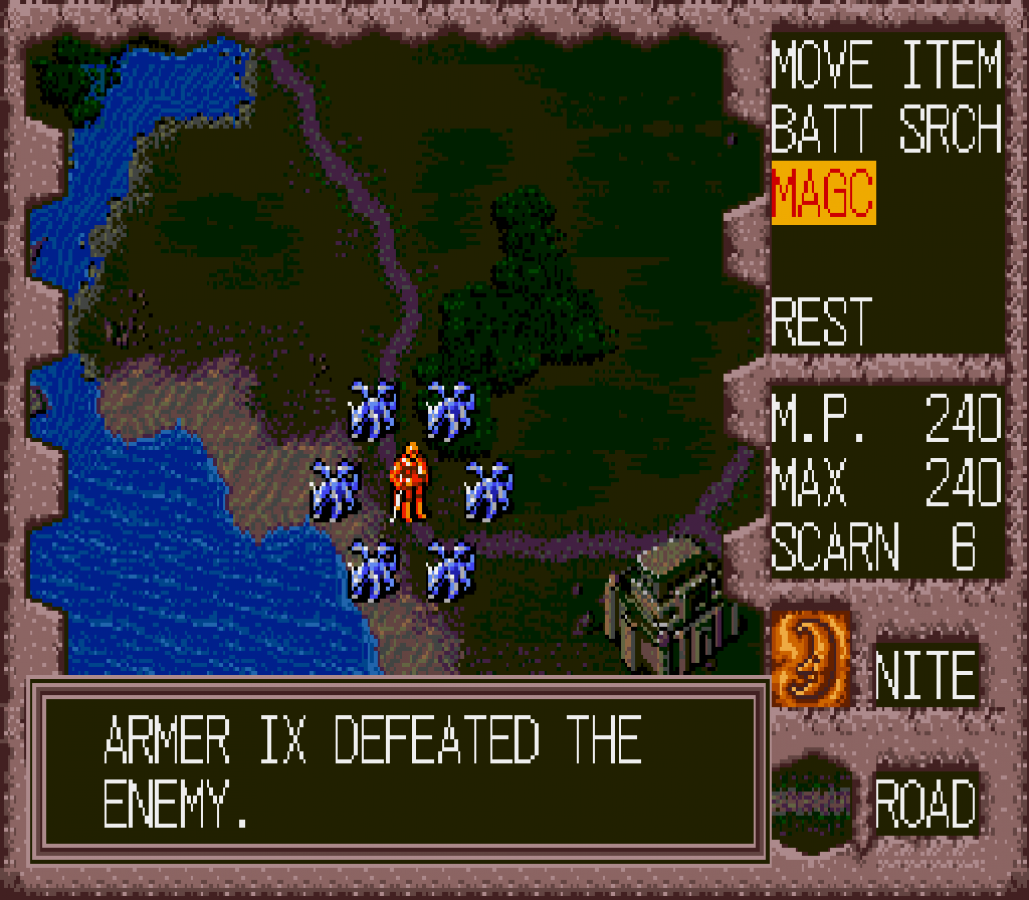 Dark Wizard Sega CD strategy RPG tactical combat fantasy kingdom warfare turn based battles multiple campaigns character classes magic spells grid based strategy Sega CD exclusive Working Designs localization retro gaming Sega CD software video game title gameplay