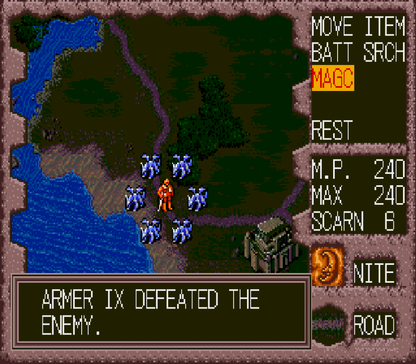 Dark Wizard Sega CD strategy RPG tactical combat fantasy kingdom warfare turn based battles multiple campaigns character classes magic spells grid based strategy Sega CD exclusive Working Designs localization retro gaming Sega CD software video game title gameplay
