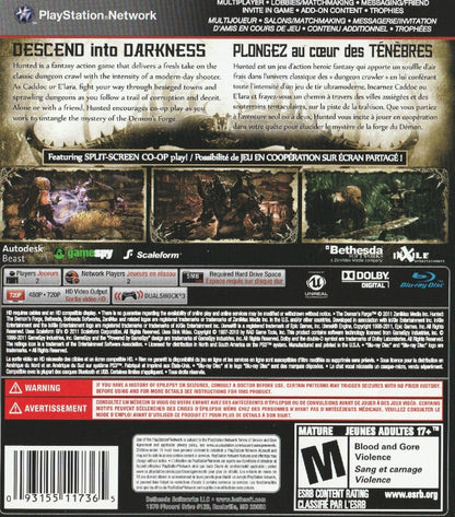 retro Hunted The Demons Forge PlayStation 3 PS3 cover art collectible fantasy action RPG game authentic classic gaming rear art 