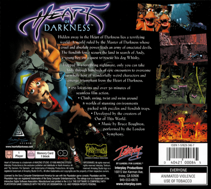 Heart of Darkness back of case for PlayStation 1 (PS1) video game