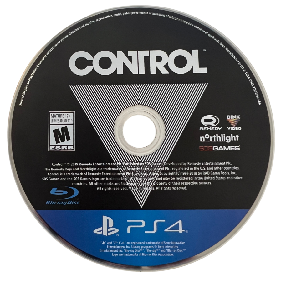 Control for PlayStation 4, disc for an action-adventure third-person shooter video game with supernatural powers, sci-fi mystery, cinematic combat, and paranormal exploration gameplay