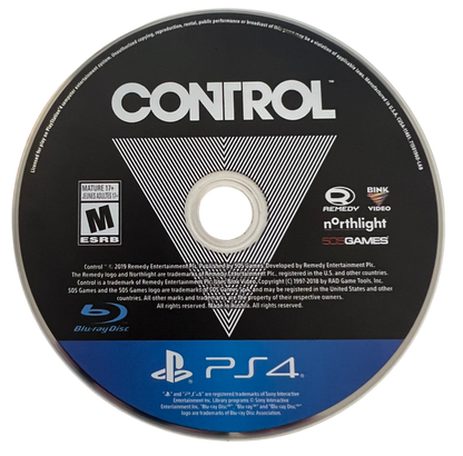 Control for PlayStation 4, disc for an action-adventure third-person shooter video game with supernatural powers, sci-fi mystery, cinematic combat, and paranormal exploration gameplay