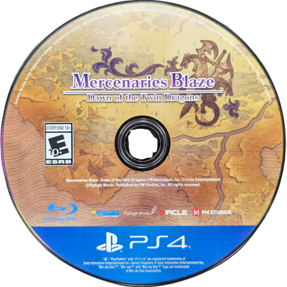 Mercenaries Blaze: Dawn of the Twin Dragons for PlayStation 4 (PS4) at Gamers INC, featuring a classic tactical RPG experience with deep turn-based combat, 3D isometric battlefields, and a branching narrative where your choices shape the fate of a kingdom in turmoil disc