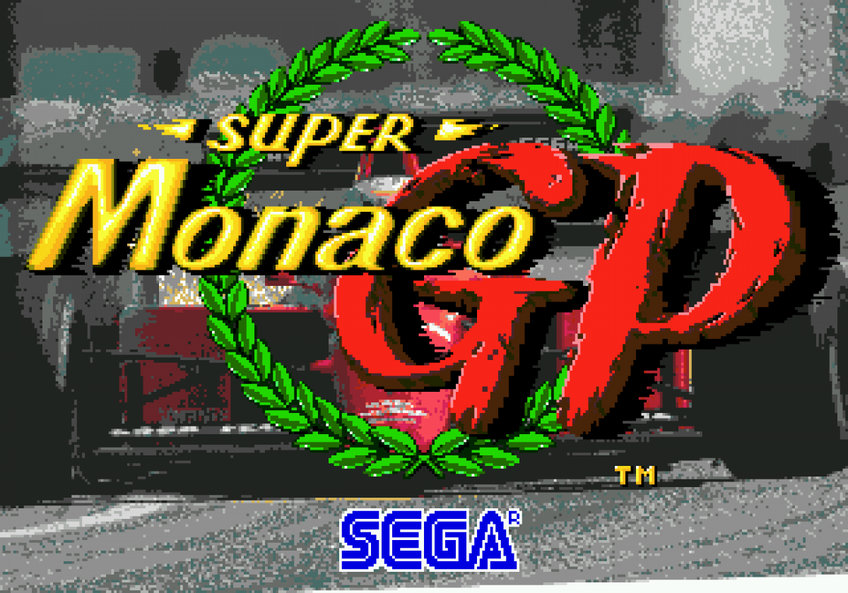 Super Monaco GP Sega Genesis video game, Formula One racing simulation, arcade-style motorsport action, retro Sega console title gameplay
