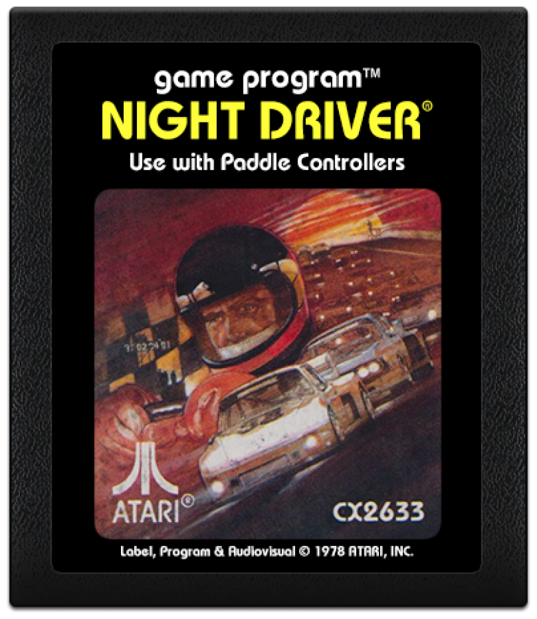 Night Driver cartridge art for Atari 2600 video game