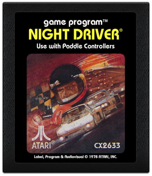 Night Driver cartridge art for Atari 2600 video game