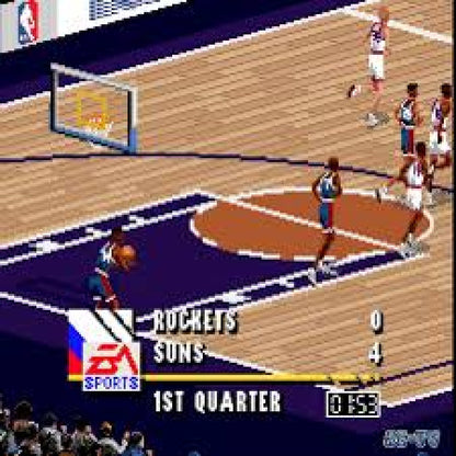 NBA Live 96 Super Nintendo Entertainment System SNES basketball simulation video game EA Sports full season mode box scores player rosters 90s sports video game gameplay screenshot
