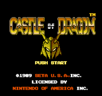 Castle of Dragon Nintendo Entertainment System NES video game featuring medieval action gameplay knight combat sword fighting castle exploration enemy battles challenging stages fantasy adventure and classic 8 bit gameplay retro video game collection collectible gaming appeal gameplay