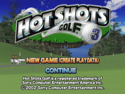 Hot Shots Golf 3 title screen for PlayStation 2 (PS2) video game