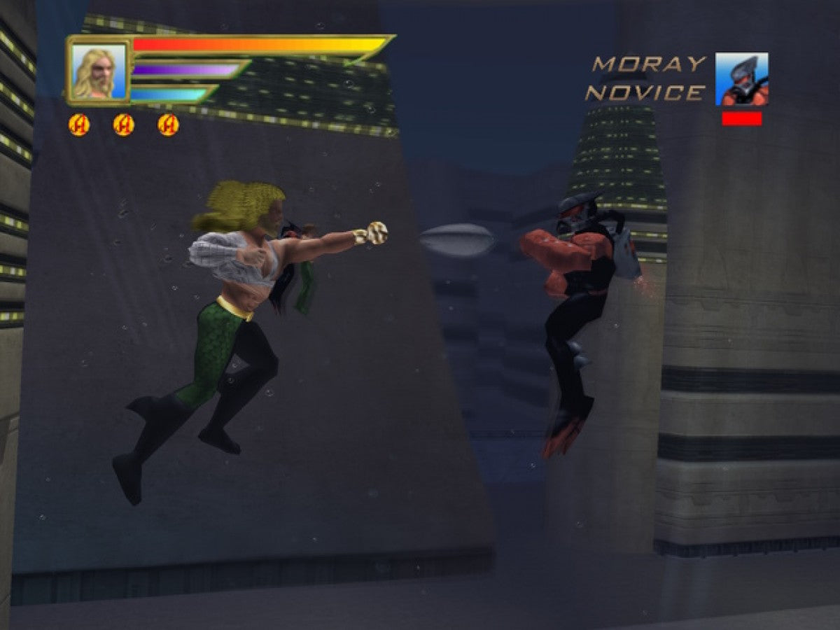 Aquaman: Battle for Atlantis Aquaman Battle for Atlantis Xbox video game DC Comics superhero action adventure console title underwater combat third person action game Xbox original release gameplay