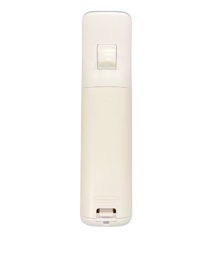 Back view of white Nintendo Wii Remote controller original gaming accessory